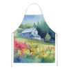 Massachusetts Mayflowers in Watercolor Apron Cooking Kitchen Server Baking Crafts Gardening for Adult Women Men, Unisex, Large, Multicolor