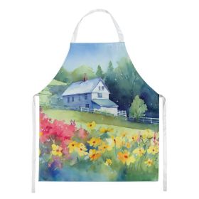 Massachusetts Mayflowers in Watercolor Apron Cooking Kitchen Server Baking Crafts Gardening for Adult Women Men, Unisex, Large, Multicolor