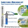 VEVOR Deep Well Submersible Pump, 1HP 115V/60Hz, 37gpm Flow 207ft Head, with 33ft Electric Cord, 4" Stainless Steel Water Pump for Industrial