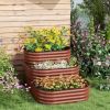Outsunny 3-Tier Galvanized Steel Raised Garden Bed Kit, 62.25" x 43" x 32.25", 3 Combining Planter Boxes with Rubber Strip Edging
