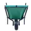 Collapsible Wheelbarrow 176 lbs Folding Yard Garden Wheelbarrow Foldable Lightweight Gardening Heavy Duty Oxford Cloth Green Lawn Cart for Grass, Leaf