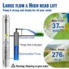 VEVOR Deep Well Submersible Pump, 1.5HP 230V/60Hz, 37gpm 276ft Head, with 33ft Electric Cord, 4" Stainless Steel Water Pumps for Industrial