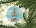 Pond Slider Turtle Merry Christmas Ceramic Ornament Christmas Tree Hanging Decorations for Home Christmas Holiday, Party, Gift, 3 in, Multicolor