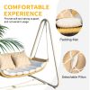 Outdoor Patio Porch Swing, 2-Seat Hanging Swing Chair with Thickened Cushions and Pillow, Rattan Porch Swing Chair Outdoor Hammock Chair for Porch