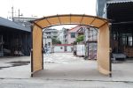 Patio Pergola 9 x 11ft Arched Gazebo with Waterproof Sun Shade Shelter Awning Steel Frame Grape Gazebo for Garden Backyard