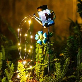 1pc Solar Garden Light; Outdoor Decor Waterproof Butterfly Solar Path Light; Watering Can Lights Hanging Fairy String Lighting For Terrace Patio Lawn (Style: Butterfly)