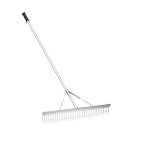 Landscape Rake with Long Handle for Loosening Soil Lawn Care Weeding Lake (Color: Silver, Type: Style A)