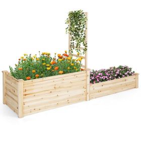 Raised Garden Bed with Trellis (Color: Natural)
