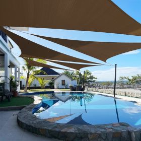 Artpuch Custom Size Brown Sun Shade Sail Triangle Canopy 185 GSM Durable Fabric UV Block Awning for Outdoor Patio Garden Backyard (Customized Availabl (Color: Brown, size: 04x04x04)