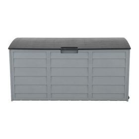 75gal 260L Outdoor Garden Plastic Storage Deck Box Chest Tools Cushions Toys Lockable Seat (Color: as picture)